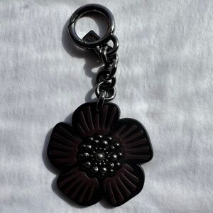 Black and Burgundy leather key chain/Bag ornament